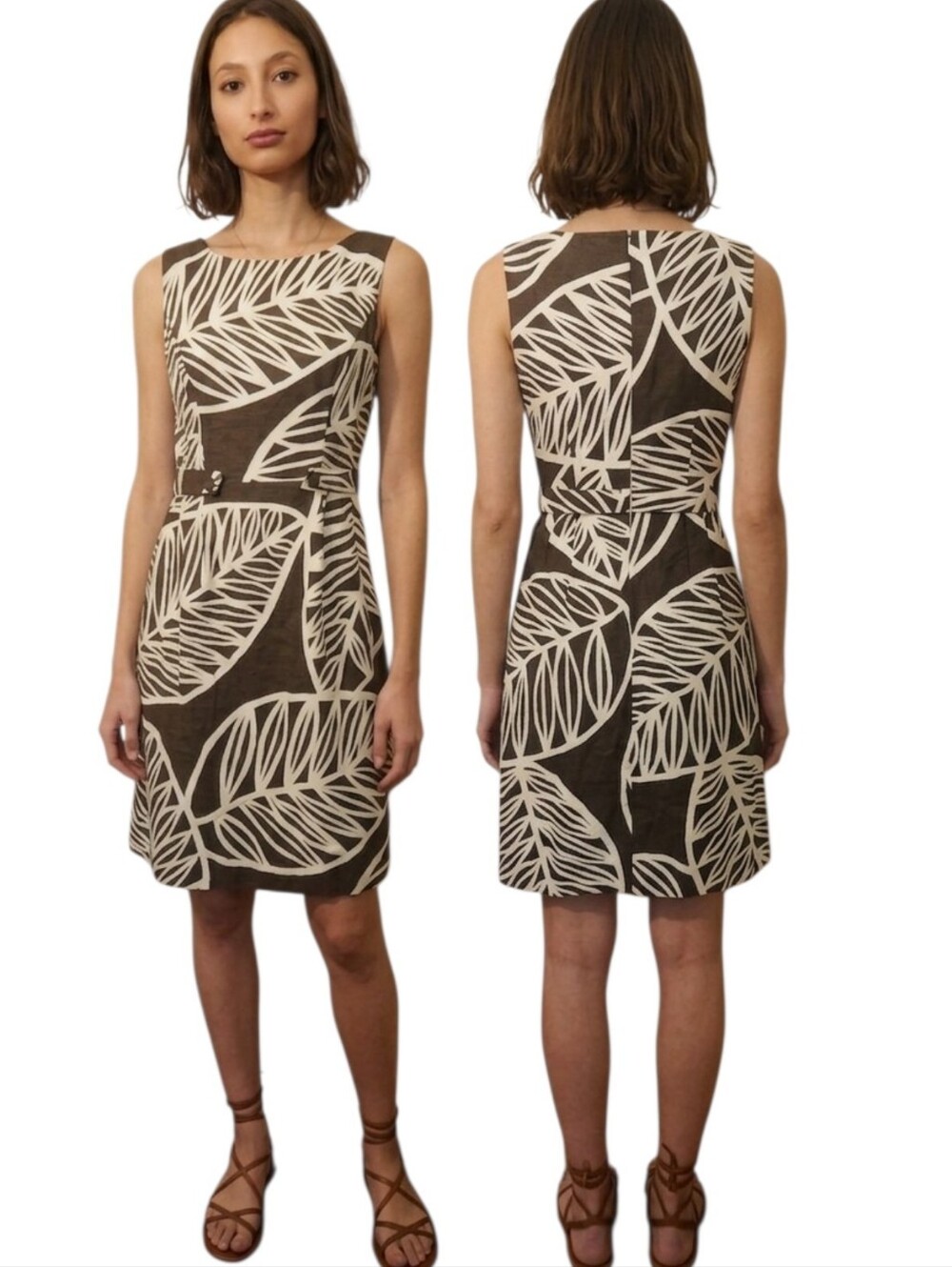 ANTHROPOLOGIE TABITHA 100% Cotton Palm Leaf Print A-line Dress - Size XS